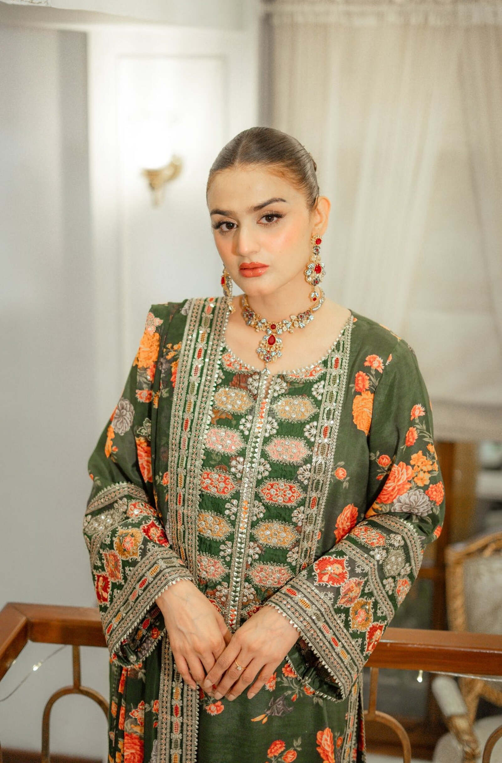 Aneela’s Silk Dress Embroidered Unstitched 3 Piece – Green (LUX-15) (3)